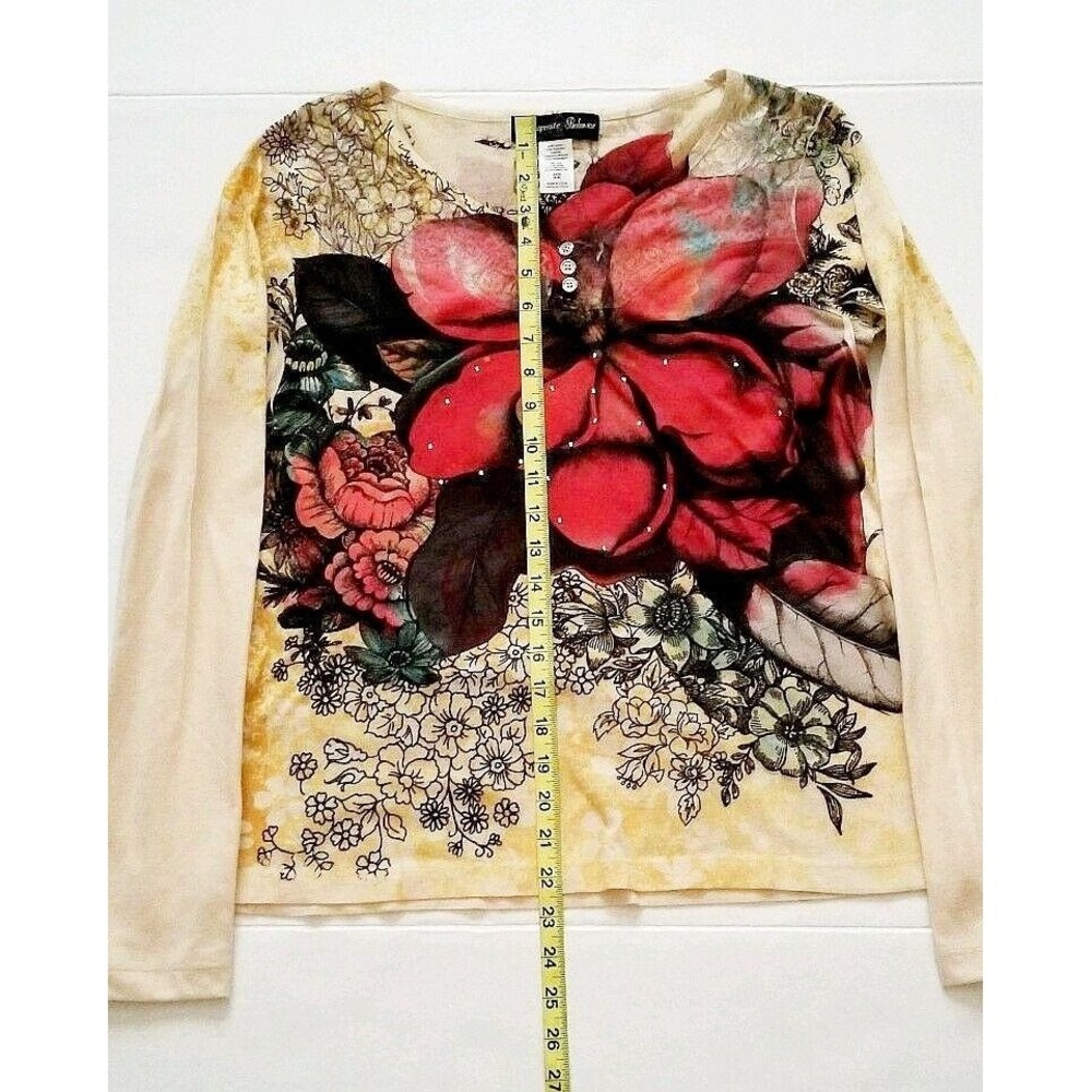 Appropriate Behavior Women's Floral Sheer Lace Buttons Long Sleeve Shirt S (4-6) - Picture 11 of 11